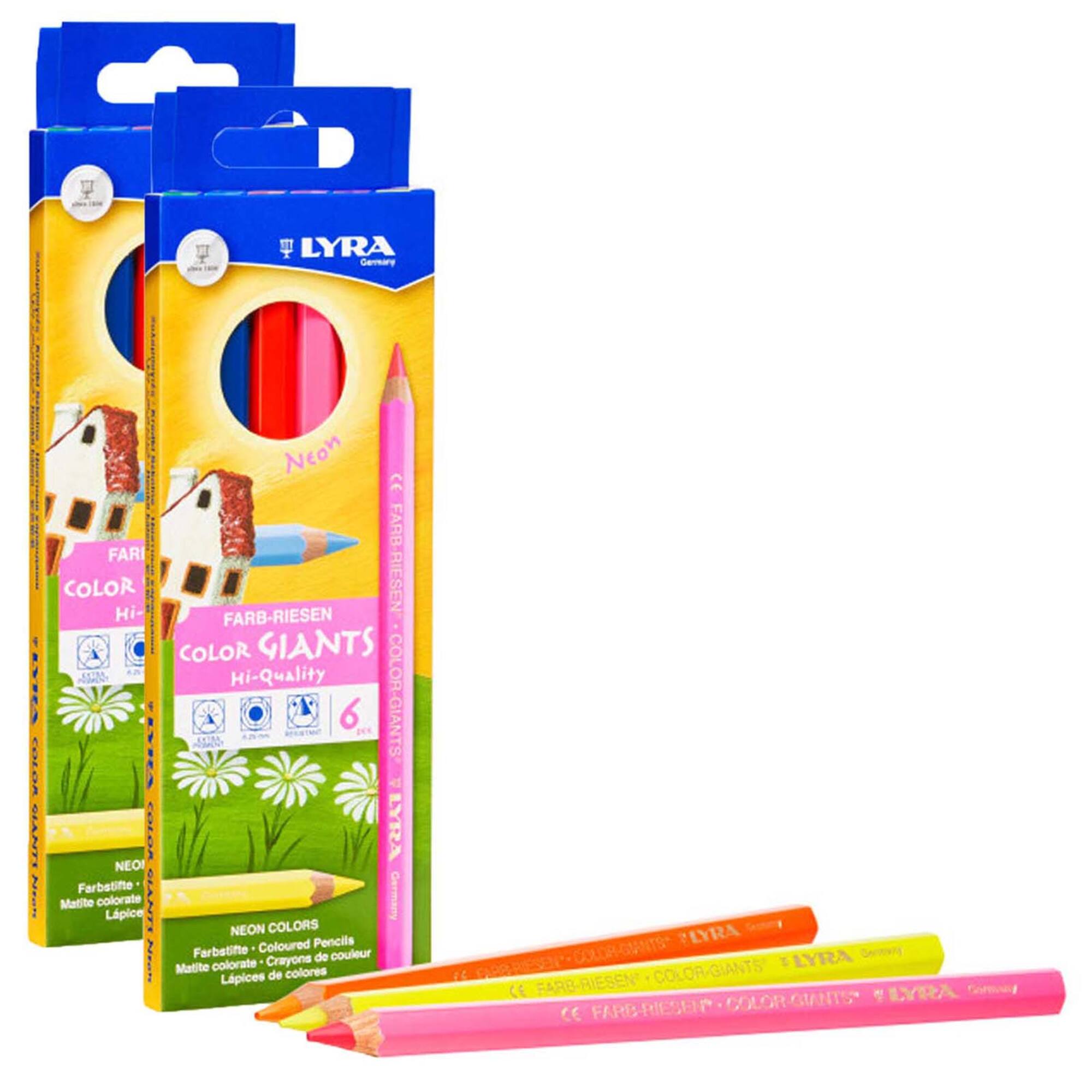 Lyra Neon Color Giant Colored Pencils, 2 Packs of 6